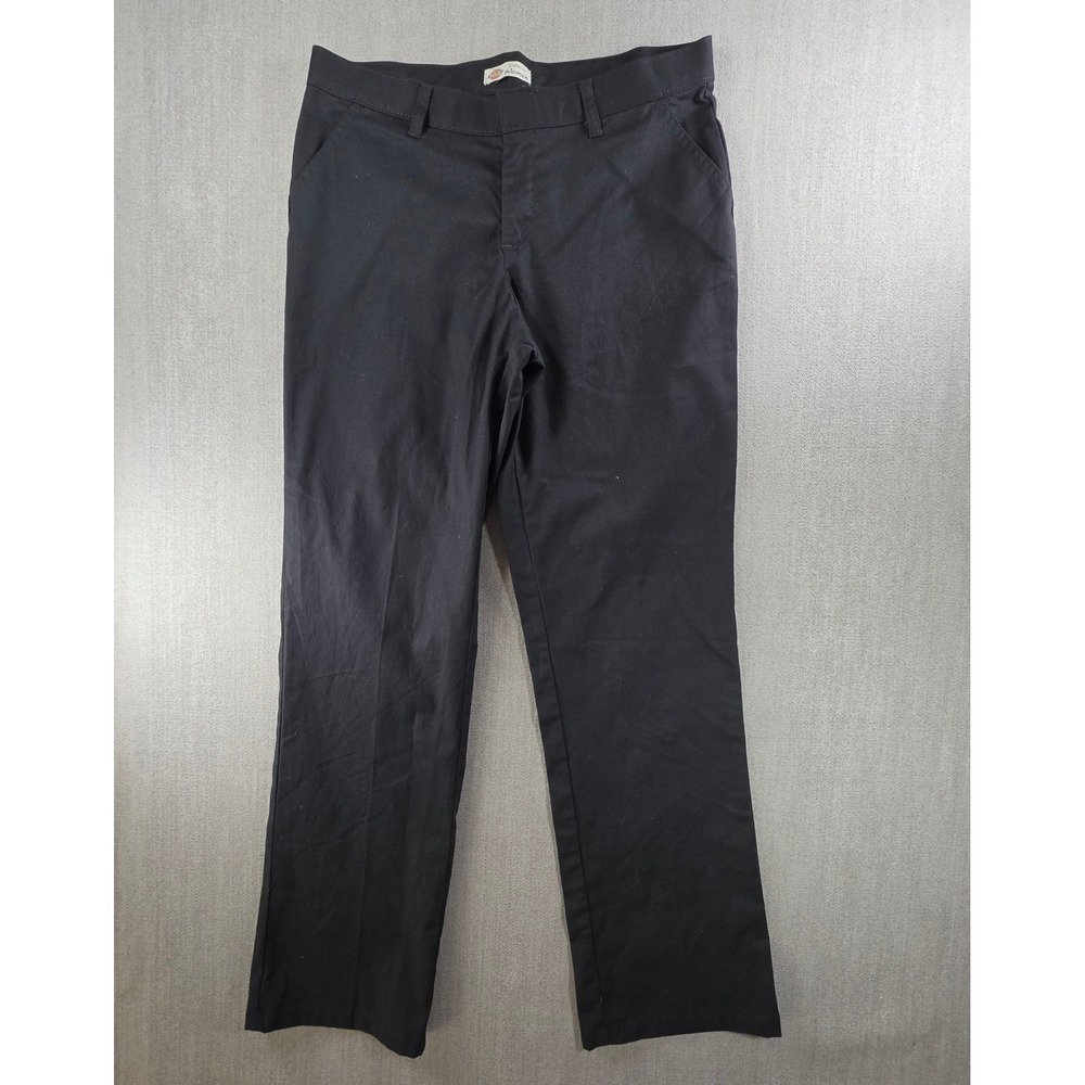 Dickies Work Pants Women 12 Black Straight‎ Leg Flat Front FP221BK